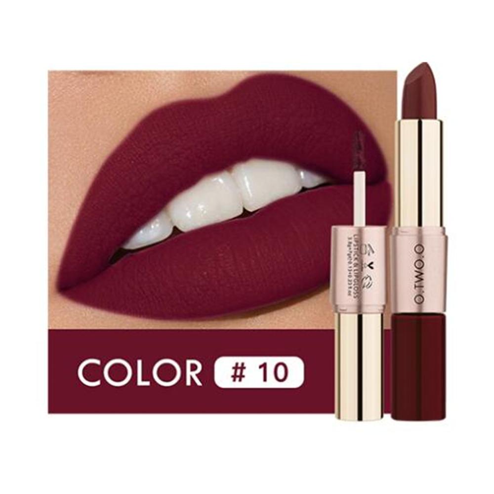 O.TWO.O 2 in 1 Matte Lippenstift Lipgloss Kosmetik Wasserdicht Pintalabios Batom Mate Lippen Make-up Rouge 12 Farben Lippenstift — image 10