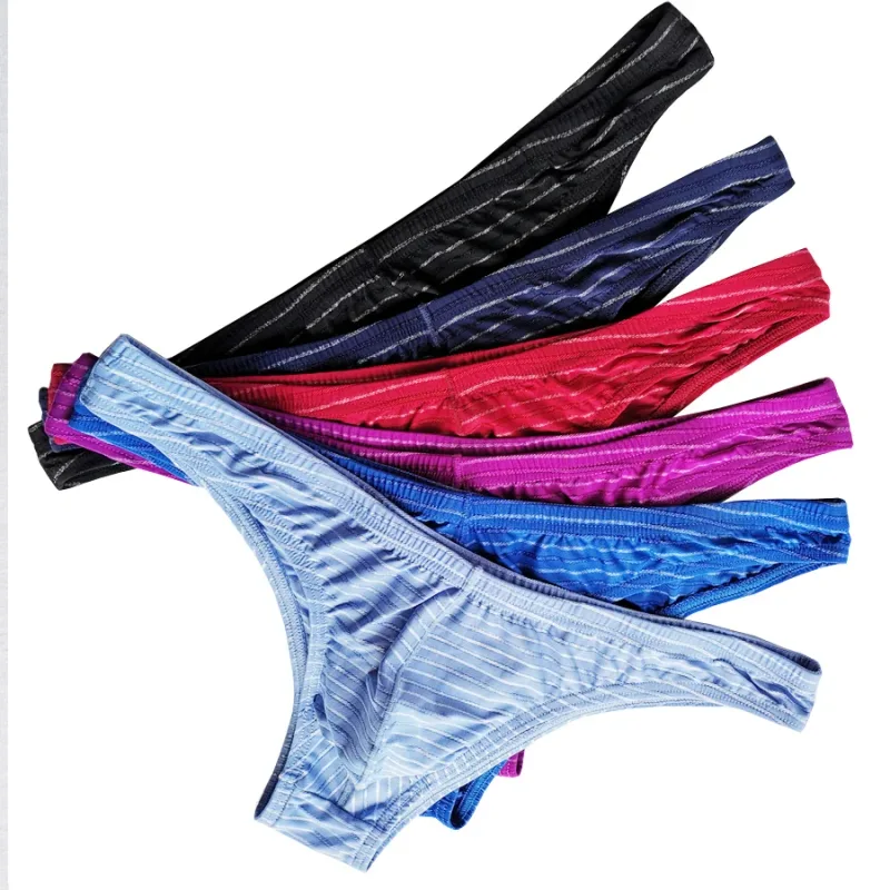 5 Lelaki Seluar Seksi Bikini Berjalur Seluar Dalam Lembut Bernafas Seluar Dalam Cucea Lelaki Seluar Gay Selesa Cueca Seluar Dalam Lelaki C903-1