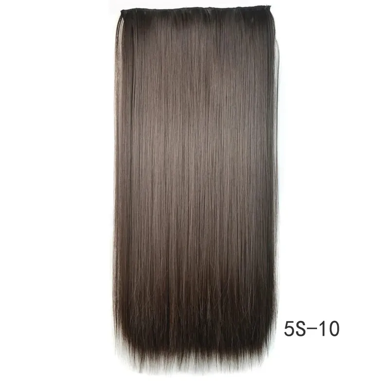 Synthetic Natural Synthetic Hair Extensions 5 Clip In Artificial Fake Ombre Blonde Brown Black Pink Straight False Hair Piece — image 18