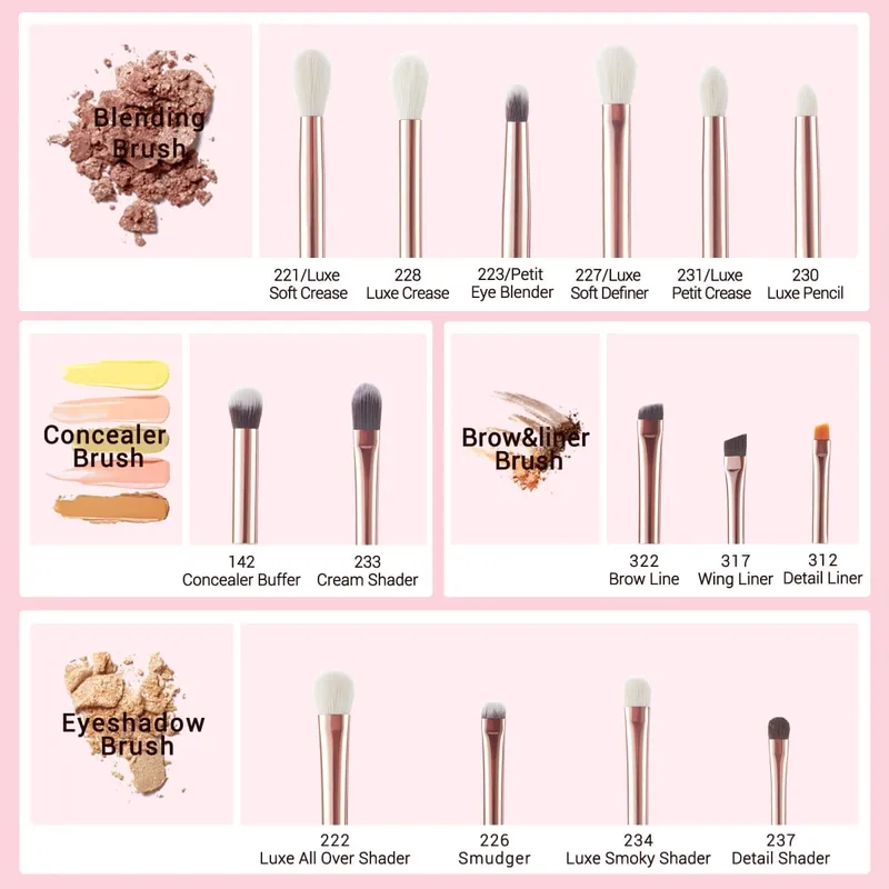 Jessup Make-up-Pinsel-Set, 15-teilig, Augenpinsel-Set, natürlich-synthetischer Lidschatten, Eyeliner, Augenbrauenmischung, Perlweiß T217