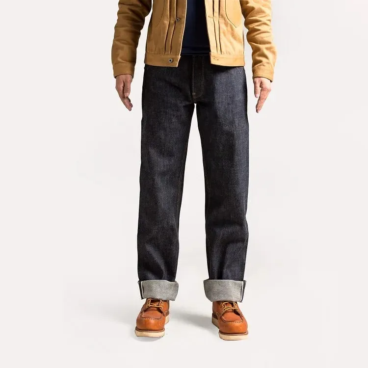 Red Tornado Blacksmith Buckle Back Jeans 16.5oz Mentah Selvedge Denim Kaki Lurus — image 11
