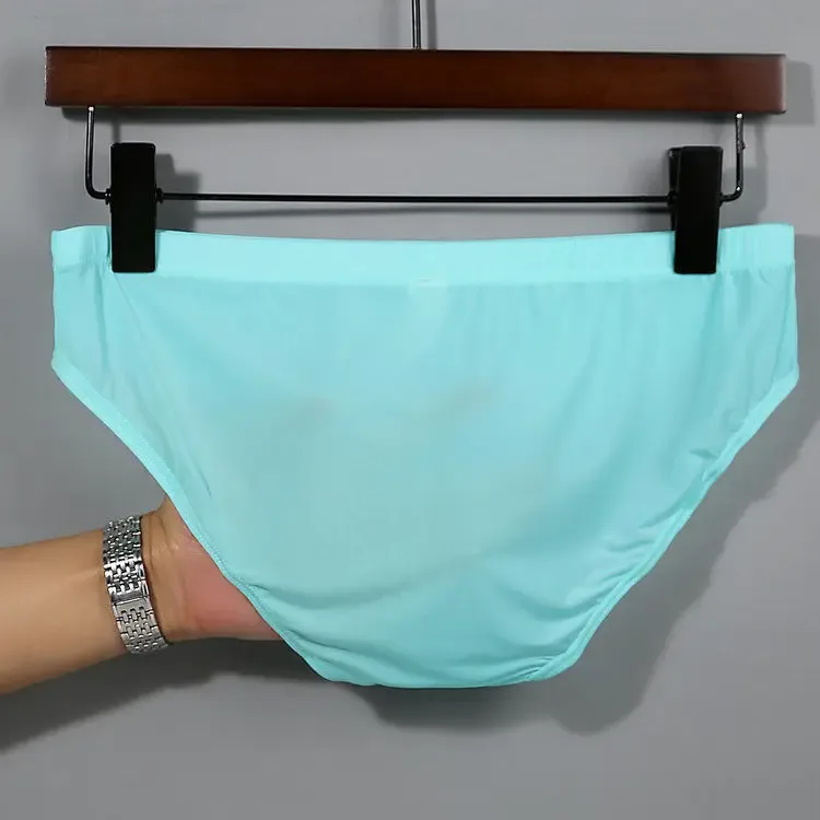 Sous-vêtements en Nylon et Spandex pour hommes, slips sans couture, Ultra-fins, en soie glacée, Cueca, taille basse, grande taille, 1 à 2 pièces — image 5