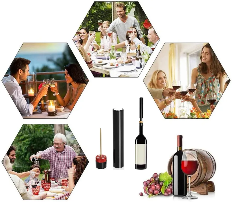 Pompe à Air, tire-bouchon à vin, accessoires de cuisine, broche Portable en acier inoxydable, pression d'air, ouvre-bouteille de vin, outils de Bar à domicile 3 pièces — image 6