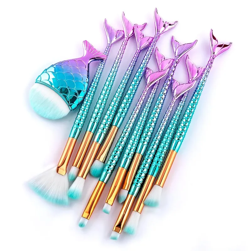 10/11 stücke Make-Up Pinsel Kit Maquiagem Maquillaje Neue Meerjungfrau Foundation Augenbrauen Eyeliner Kosmetik Make-Up Pinsel — image 8