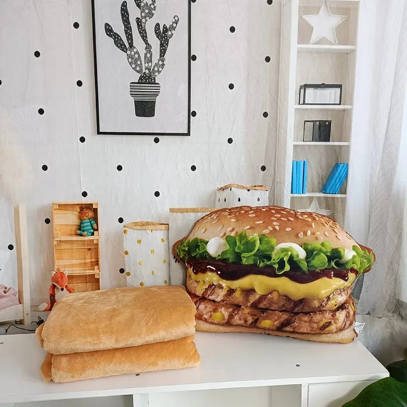 Plněný polštář na hamburger s přikrývkou a polštářkem 2v1 — image 4