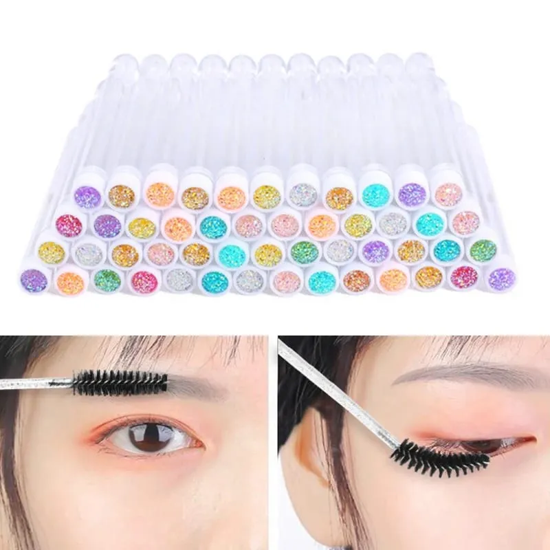 1-10pcs 핑크 속눈썹 브러쉬 속눈썹 연장을위한 재사용 가능한 눈썹 브러쉬 크리스탈 속눈썹 브러쉬 마스카라 튜브 메이크업 핫 세일 — image 3