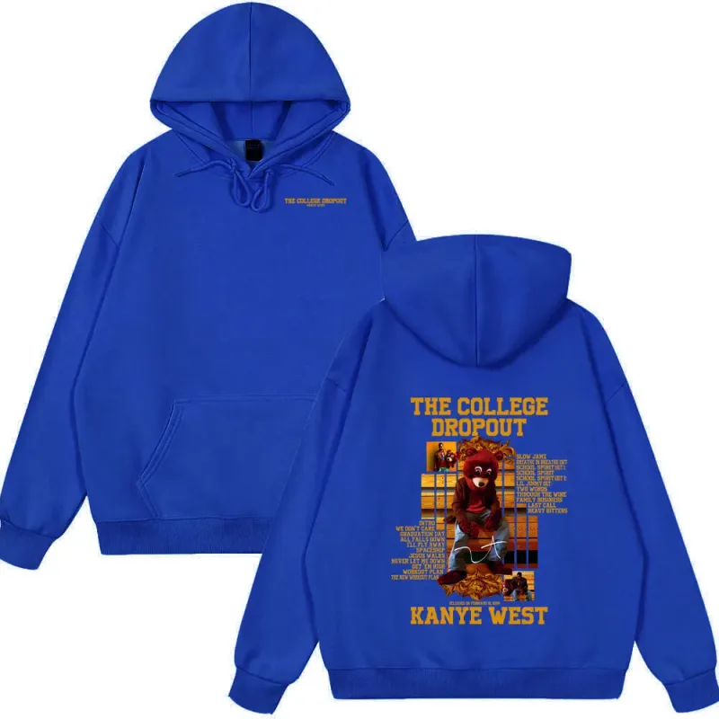 Rapper Kanye West The College Dropout Bear Graphic Hoodies Summer New Style Clothing Hip Hop Oversized Streetwears Spring Wears — image 10