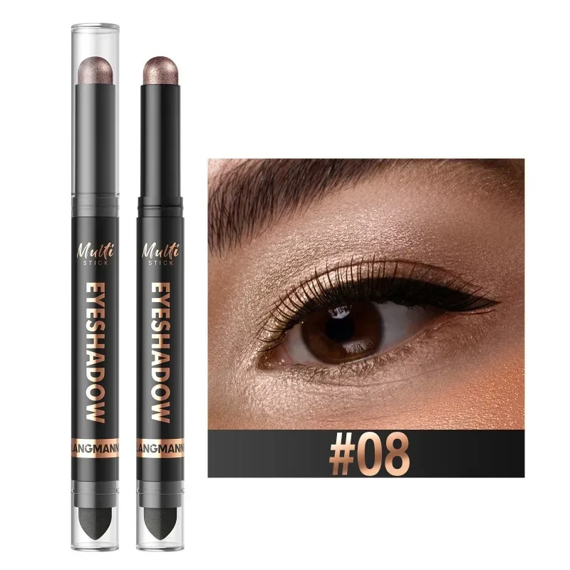 Bâton de fard à paupières Double tête, 16 couleurs, nacré, chatoyant, marron, crème hautement imperméable, crayon d'ombre à paupières, maquillage longue durée pour les yeux — image 11