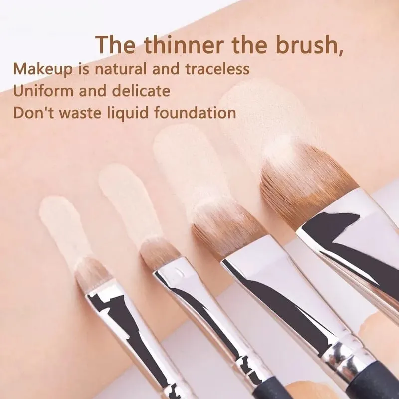 4 Jenis Ukuran Kuas Makeup Concealer Foundation Ultra-tipis Yang Ditingkatkan Alat Rias Concealer Krim Foundation Cair Profesional — image 3
