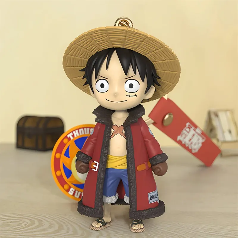 Genuino ONE PIECE Anime Figura Scimmia D Luffy Chopper Cartoon portachiavi Borsa Ornamento Bambole Bambini Regalo di compleanno Giocattolo di Natale Regali — image 4