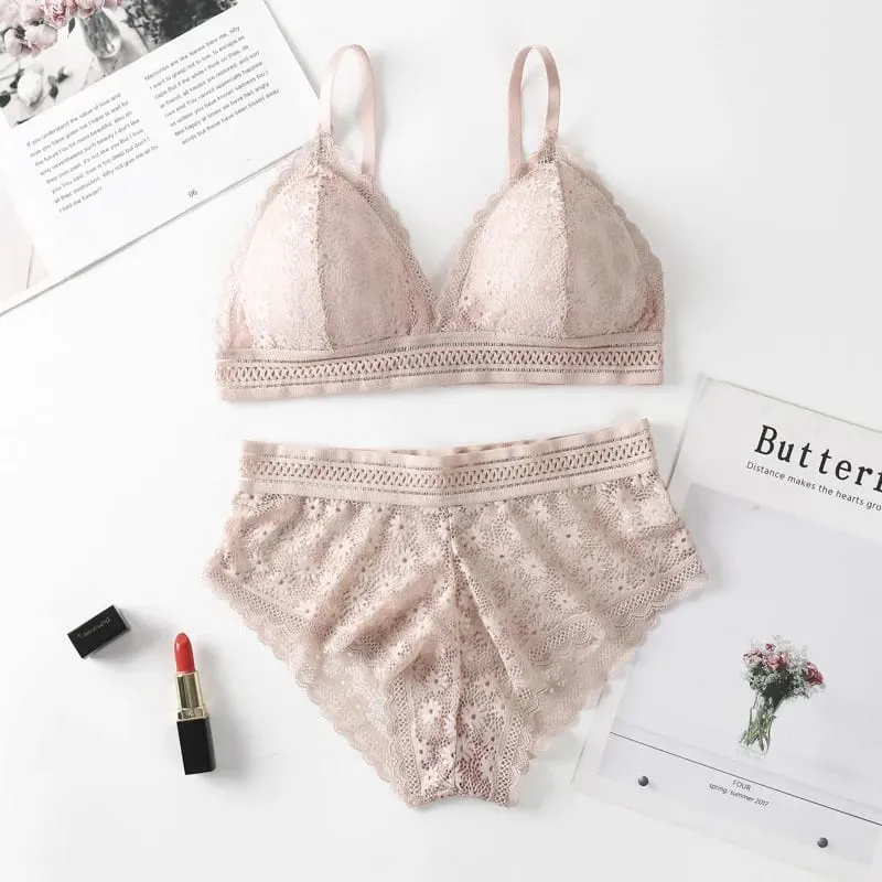 Set reggiseno da donna con retro in pizzo senza bordi in acciaio Coppa triangolare francese Confortevole copertura del torace Biancheria intima estensibile per la pelle — image 10