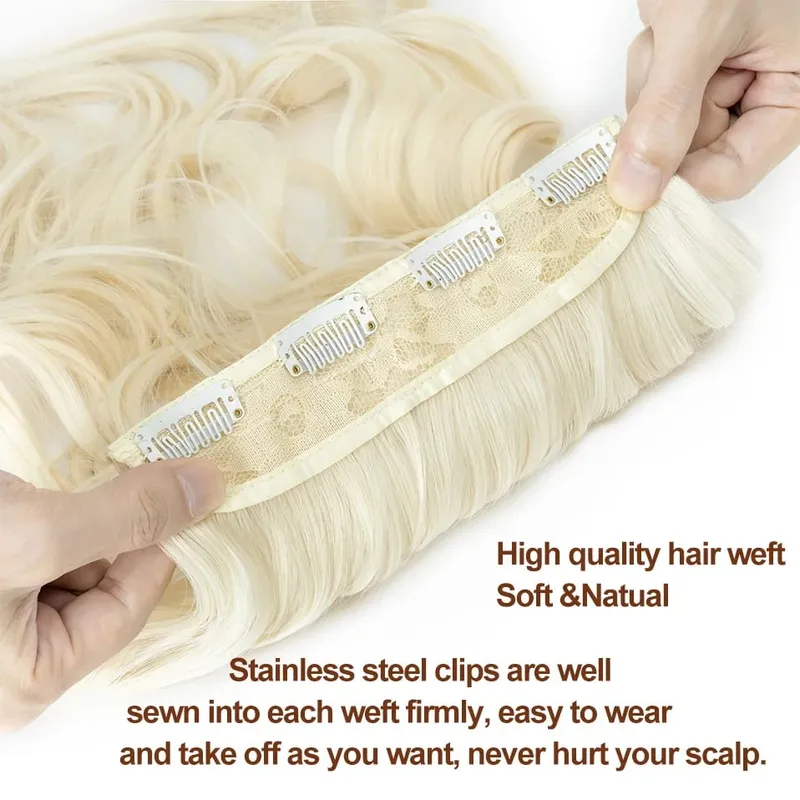 4 pièces ensemble pince dans les Extensions de cheveux mettre en évidence ondulé bouclés longs postiches synthétiques pour les femmes 22 pouces 180g pinces à cheveux cheveux — image 4