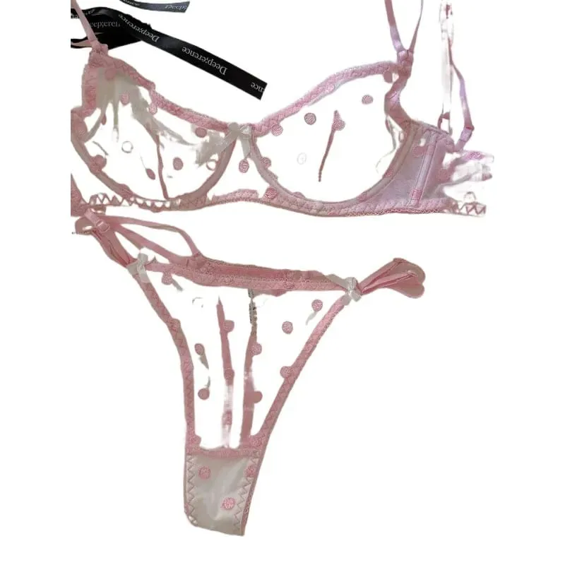 Set reggiseno slip Женский Бюстгальтер В Французском Стиле Тонкая Сетка Без Косточек Поддержка Большого Размера BANERDANNI tosto — image 5