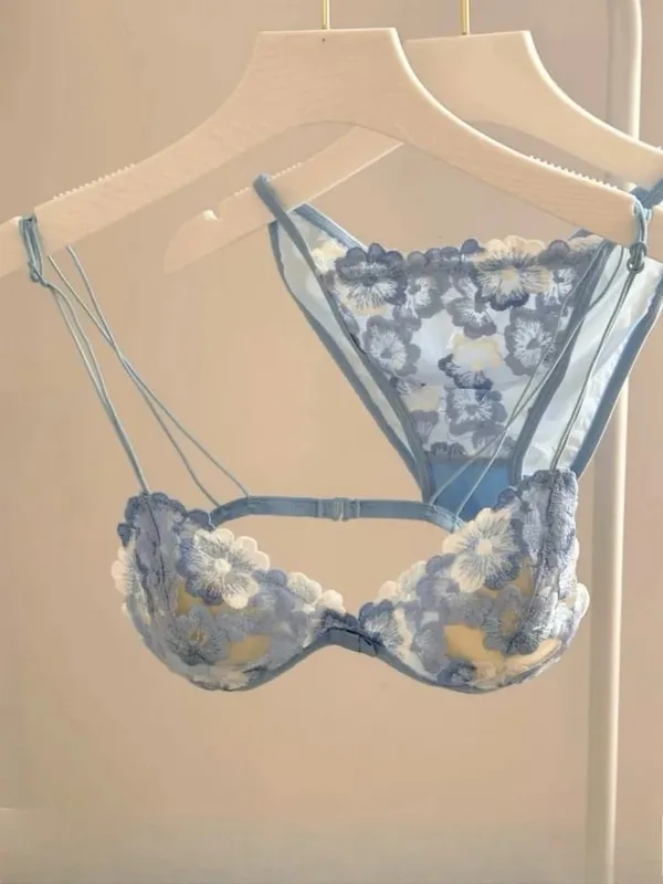 Set reggiseno di pizzo trasparente super sexy scava fuori senza ferretto triangolo francese bralette e mutandine donna hot lingerie 2026 moda — image 6