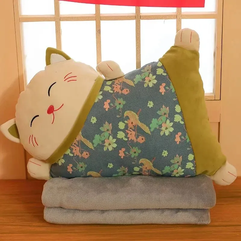 น่ารัก Kawaii Fortune Cat โยนหมอนผ้าห่ม Dual ใช้โซฟาพนักพิงโยนหมอนรถที่นั่งเอว Protector เบาะหมอน — image 8