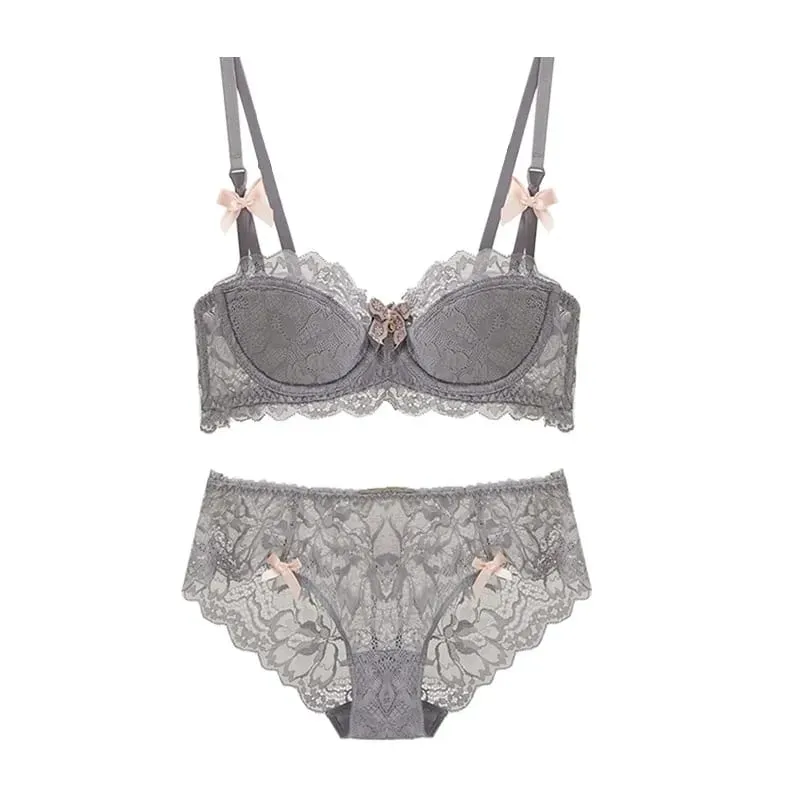 Français Pure Desire Bralette petit buste AB tasse Push Up sans fil dentelle soutien-gorge pour fille potelée nœud conception mince pli confort grande taille — image 5