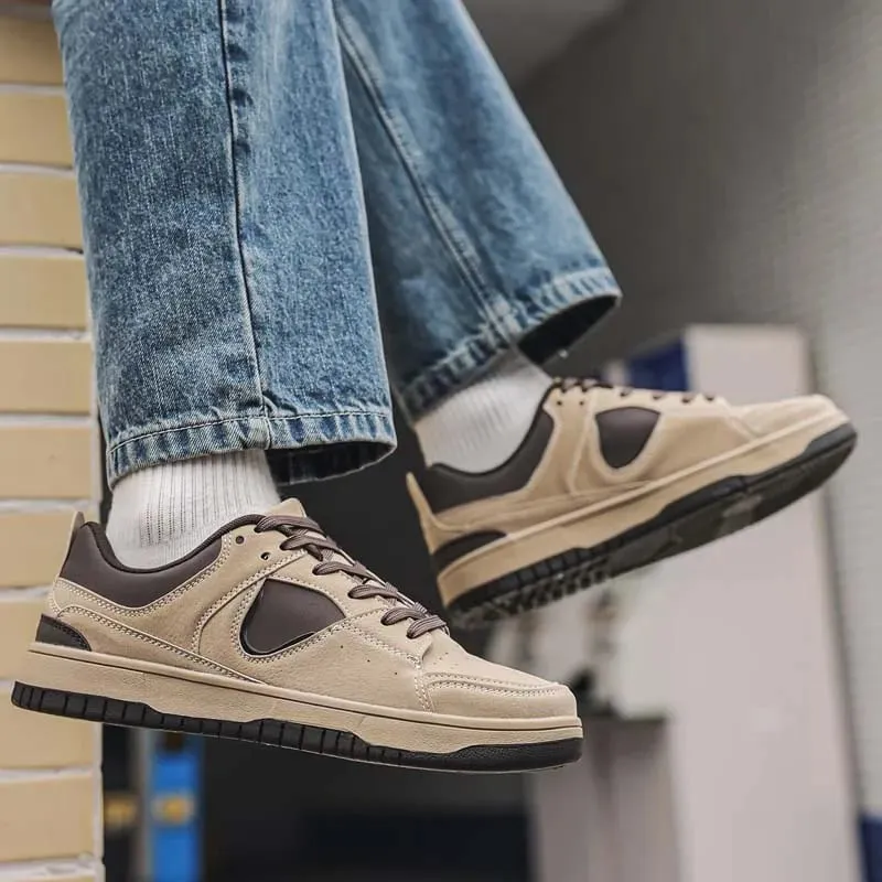Men Sneakers Spring Summer Plus Size Casual Board Shoes Suede Texture Color Block Flat Sole Retro Streetwear — image 3