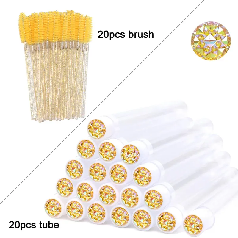 Tubes de brosse à cils avec baguettes de Mascara en cristal, peigne à sourcils, bobines, conteneur, applicateurs de brosse à cils, outils de maquillage, 20 pièces — image 22