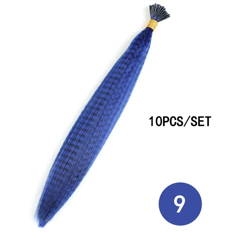 Estensioni dei capelli con piume sintetiche colorate 16 pollici 10 pezzi/pacco blu viola per le donne Parrucchino di piume Zebra Line — image 16