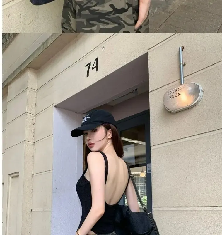 สีดำStrappyบอดี้สูทเซ็กซี่Backless Ribbedบอดี้สูทRomper String Femmeเซ็กซี่แขนกุดTop Gloved bodysuit Bodyหญิง — image 8