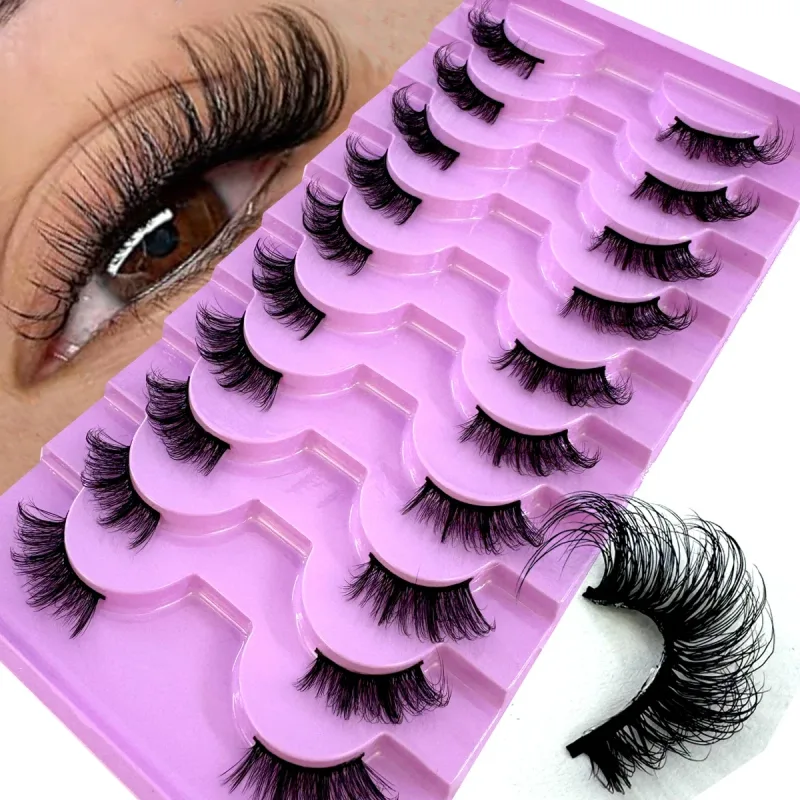 Halve vipper 10 par halve vipper Bløde naturlige katteøjevipper Makeupværktøj Falske øjenvipper Extension Fluffy Faux Cils