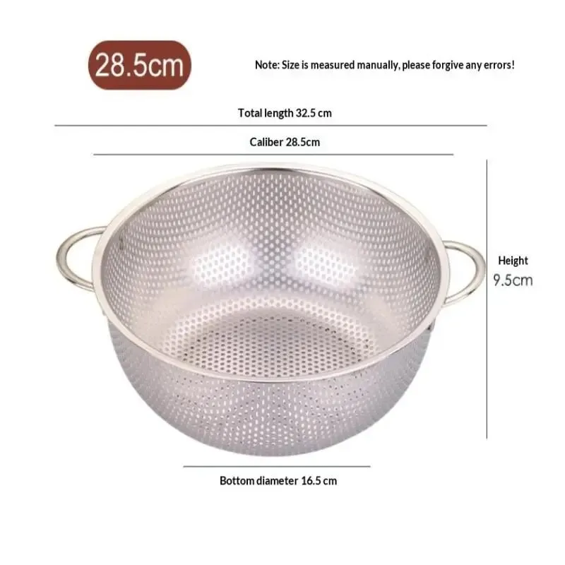 ♥ Foro da cucina in acciaio inossidabile Setaccio a rete densa Colino Setaccio Cestini per lavare frutta/verdura/riso — image 14