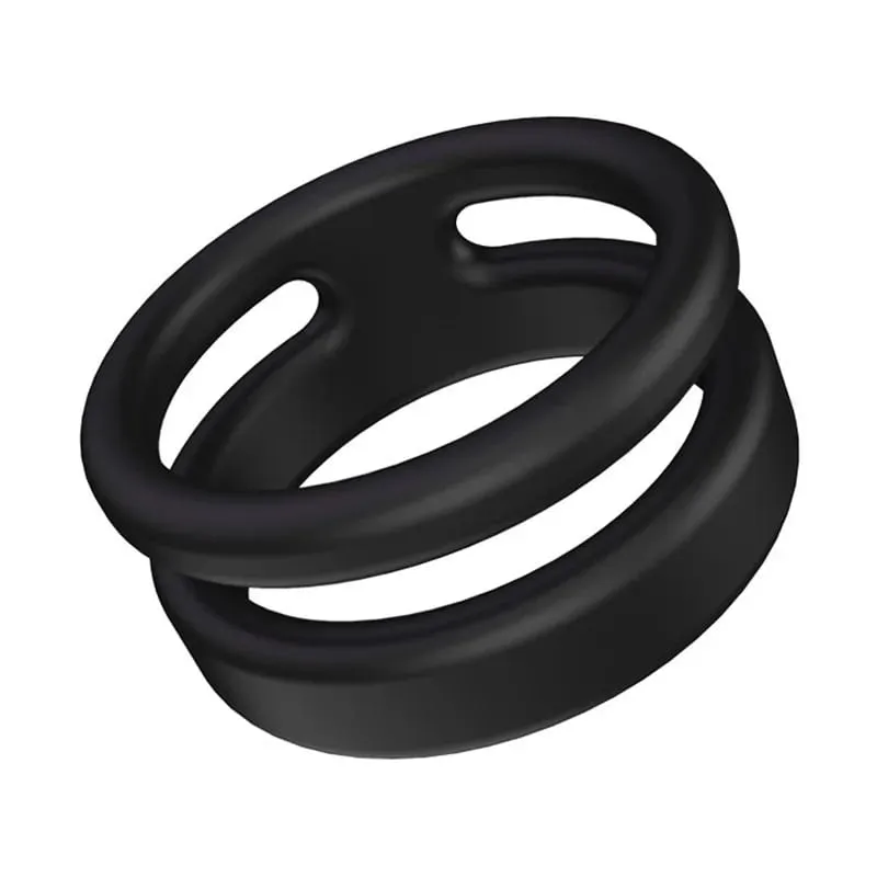 Safe Silicone Black Male Rings Double Cockring Delay Premature Ejaculation Penis Ball Loop Lock Adult Sex Toys Product for Men — image 5