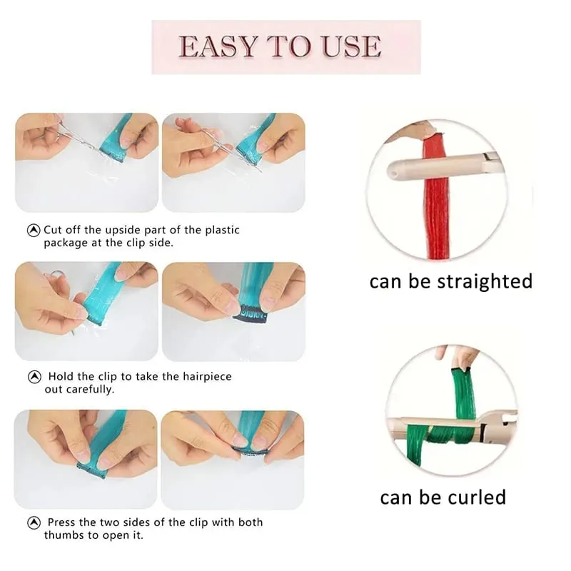10 pezzi di extension per capelli colorati clip in ricci ondulati estensione colorata per bambini ragazze feste in evidenza clip sintetica nel parrucchino — image 6