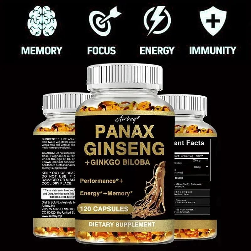 Panax Ginseng + Ginkgo Biloba - Podpora imunity Zlepšení fyzického výkonu Zlepšení paměti a udržení celkového zdraví — image 3