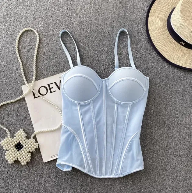 Corset de luxe en maille pour femmes, Camisole à bretelles, Lingerie solide, haut d'été de haute qualité, contrôle du ventre, débardeur de fête transparent, 2026 — image 8