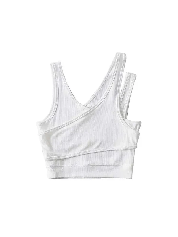 Seksi Camis Solid Knit Pendek Berongga Keluar Tanpa Lengan Tank Top — image 6