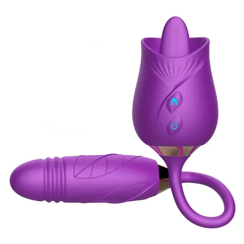 Rose Licking Vibrator for Women Telescopic Dildo Powerful Thrusting Vagin Massager Tongue Clitoris Stimulation Adult Sex Toys — image 8