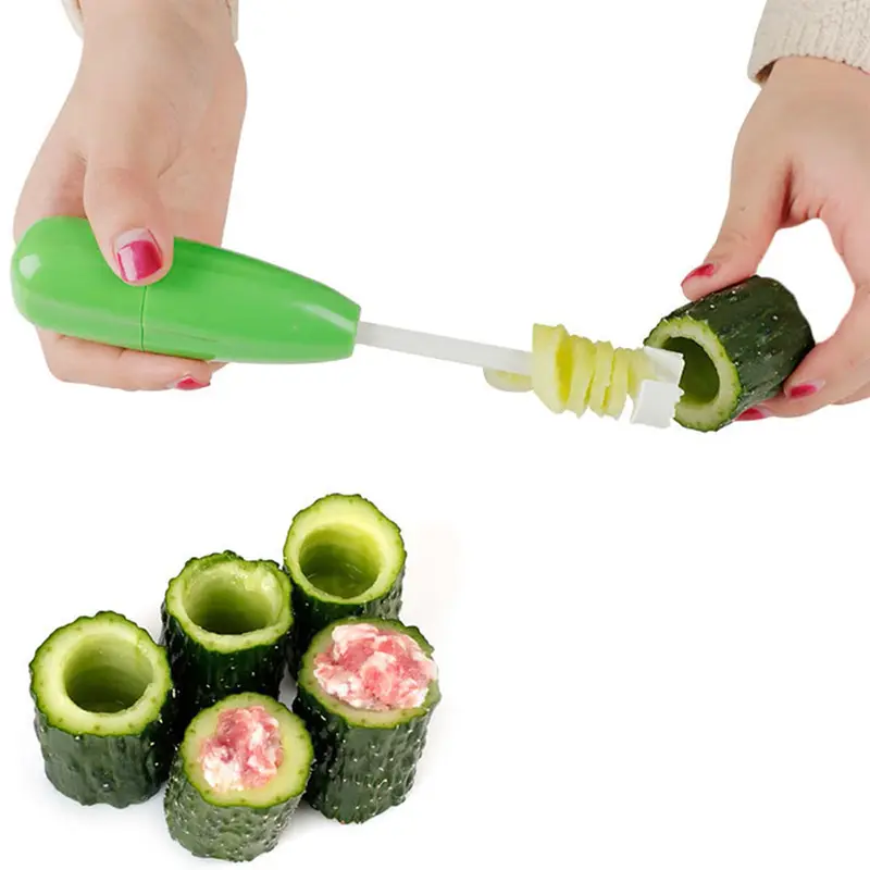 Veggie proptrækker Udskærer Sæt Vege Bor Grave Device Corer Grøntsagsspiralskærer Spiralizer Køkken Gadget — image 1