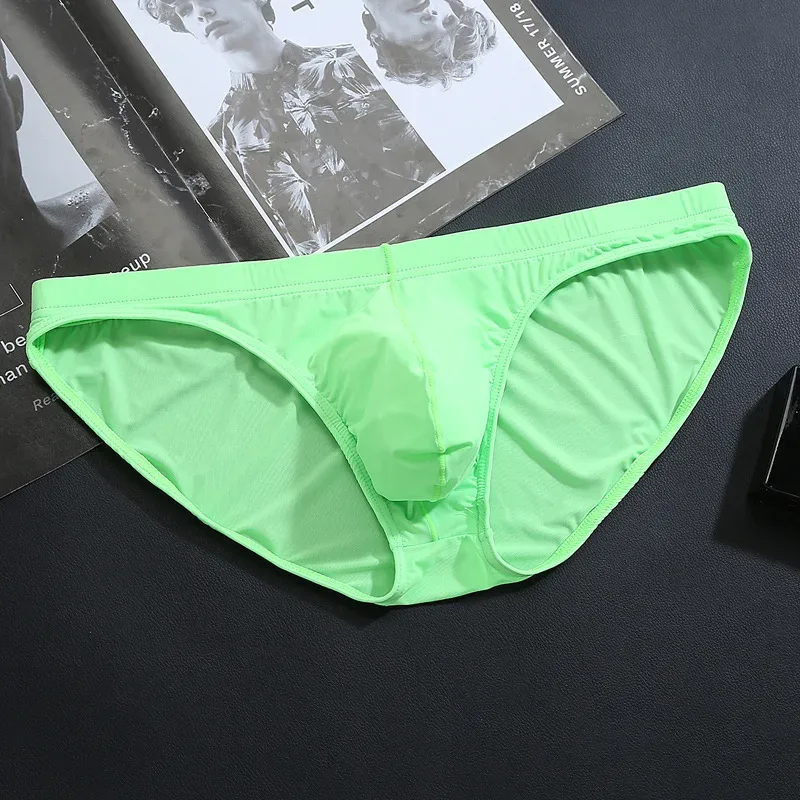 Seamless Ice Silk Briefs Men Big U Pouch Sexy Ice Silk Bikini Underwear Plus Size Low Rise Solid Color Male Panties — image 18