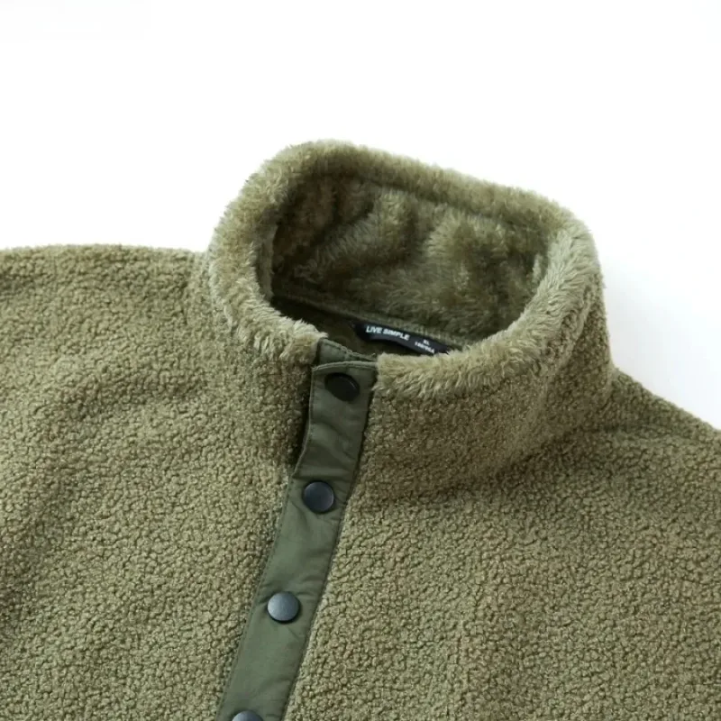 Nye sweatshirts til mænd Fashion Patchwork Lomme Fleece-foret Varm Pullover Overdele Polar-fleece til mænd Løse Casual Hættetrøjer Frakker — image 4