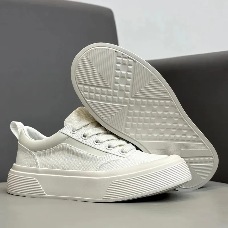 Mens platform high heeled shoes increase height by 6 centimeters lightweight canvas anti slip and durable Elevator sneakers — image 4