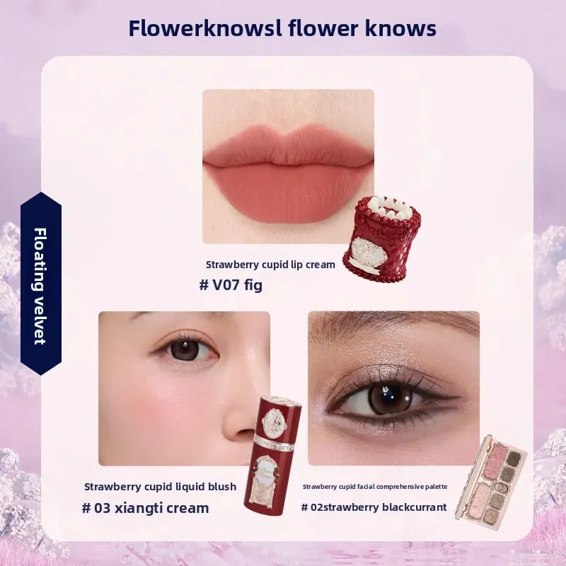 Flowerknows Kotak Hadiah Set Solek Malaikat Kecil Kotak Penuh Lip Glaze Blusher Shell Jewelry Kit Hadiah Hari Lahir Bunga Tahu — image 16