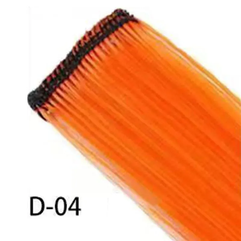 Synthetic 10Pcs colorful Hair Extensions Clip in Colored Party Highlights Extension for Kids Girls Long Straight Hairpiece — image 10