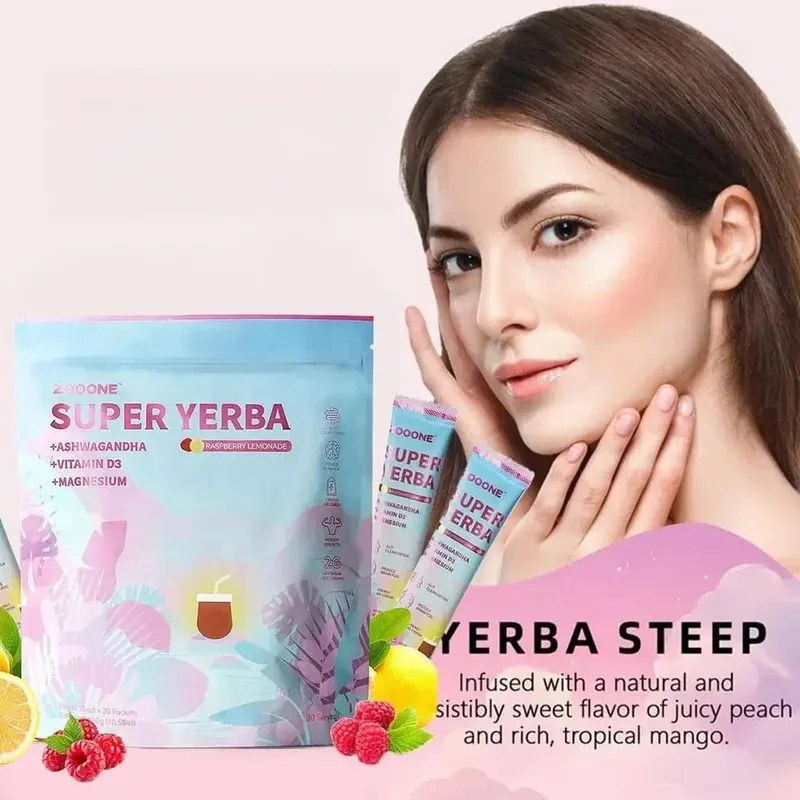 Super Yerba poudre de boisson instantanée 30 paquets avec de la vitamine probiotique Ashwagandha favorisent la santé intestinale de l'intestin et l'immunité de digestion — image 6