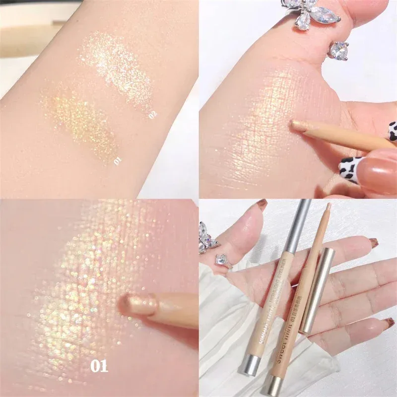 Pearlescent White Liquid Eyeliner Pen Vandtæt Ikke-svimmel Eye Liner Shadow Pen Hurtigttørrende Holdbar skinnende liggende Silkeorm blyant — image 9