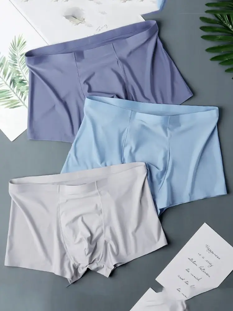 10 Pcs Men's Ice Silk Sexy Seamless Ultra-thin Boxer Briefs Shorts Underwear Underpants Male Breathable Panties — image 1
