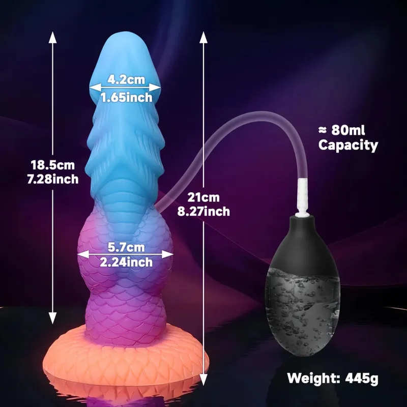 Ejaculation Monster Dildo Soft Silicone Penis Inflatable Big Knot Dildos Squirting Strong Sucker Dick Sex Toy for Women Men 18+ — image 11
