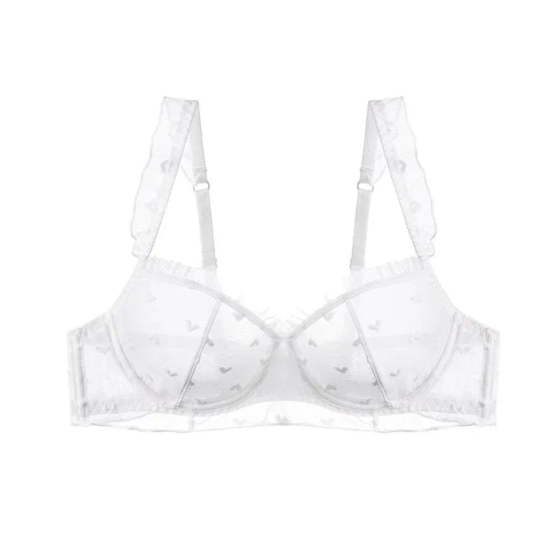 2025 ฤดูร้อน Minimizer Bra Ultra-Thin ไร้สายไม่มีฟองน้ำลูกไม้ Bralette PURE Sensual สนับสนุนหน้าอกใหญ่ SHEER Comfort