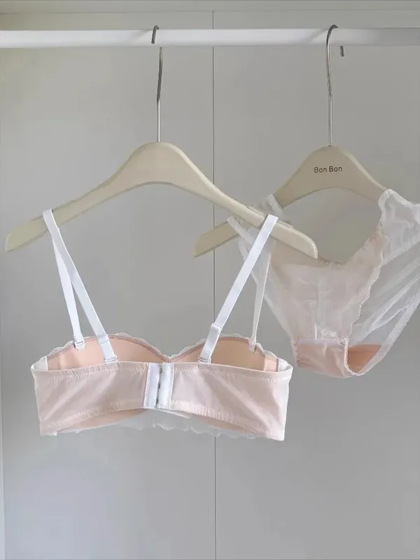 ภาษาฝรั่งเศสคำลูกไม้ครึ่งถ้วย Bra ชุดไร้สาย Push Up เล็กเพิ่มลิฟท์ป้องกันการหย่อนคล้อย Comfort ชุดชั้นในเซ็กซี่ชุดสำหรับสตรี — image 6