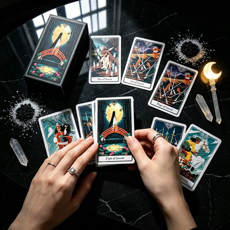 ไพ่ทาโรต์ขายดี 78 Deck English Visions Divination Edition Borad เล่นเกม, เกมฮาโลวีนและคริสต์มาส — image 3