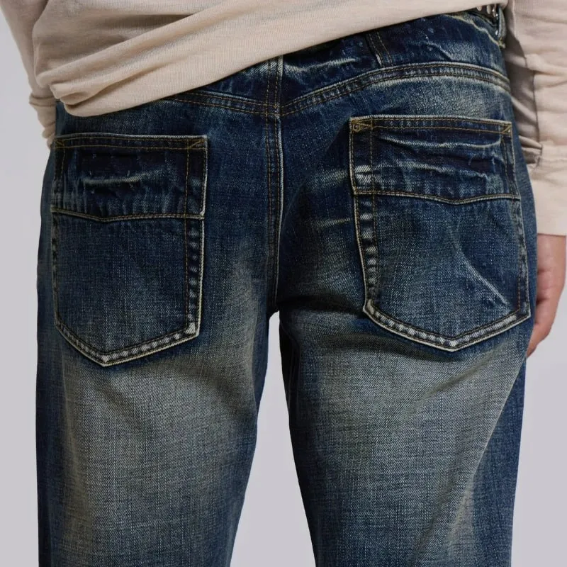 Y2K Vintage Flared Jeans Mid Blue Washed Men Women Bootcut Jeans American Hip Hop Distressed Streetwear Unisex Wide Leg Pants — image 7