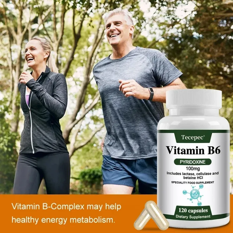 Vitamin B6 Kapsler - Hjernefunktion og hukommelseskoncentration Kardiovaskulær hud Hår Immun ikke-GMO kosttilskud — image 6