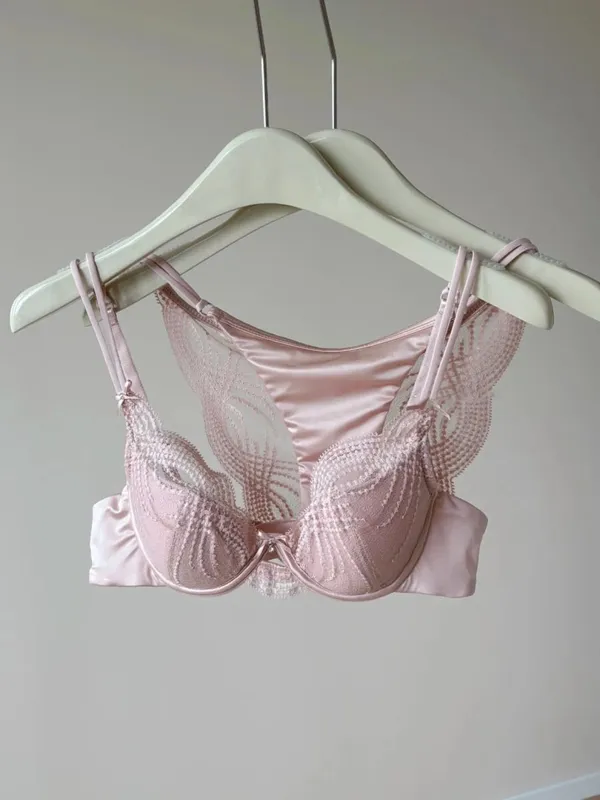 Set intimo mezza coppa Donna Coppa sottile Push Up Reggiseno morbido con ferretto Slip Piccolo petto Raccogliere Supporto laterale Biancheria intima anticedimento 32‑38