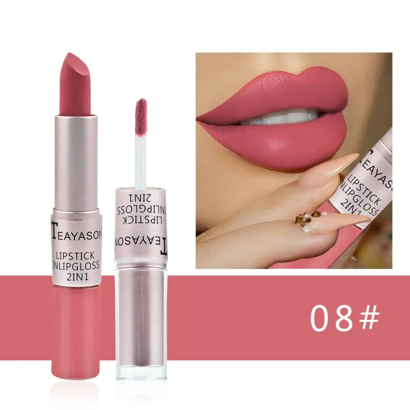 1PC Pink Matte ลิปสติก Waterproof Long-Lasting Moisture 2-in-1 Lip Tint เซ็กซี่ Lip GLOSS Lip แต่งหน้าสำหรับผู้หญิง — image 13
