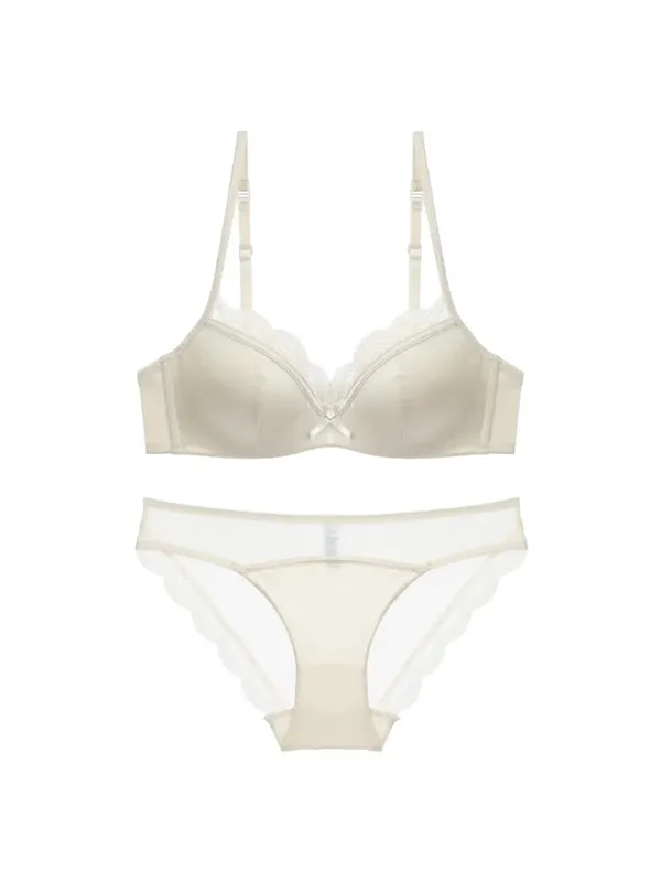 Letní bezešvá krajková sada podprsenky pro malá poprsí Soft drátěná zeštíhlující souprava Bralette & Kalhotky Lehké spodní prádlo Sexy — image 2
